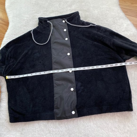 Women's Cropped Fleece Jacket, Zip/Snap Closure, Black, Size 3X - Picture 2 of 9